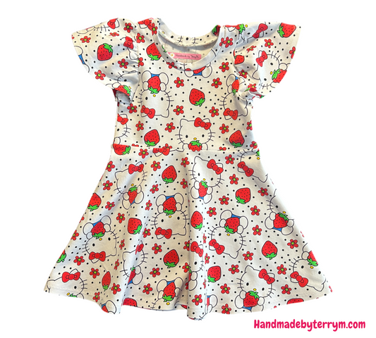 (1359) Strawberry Cat Dress - Size 2