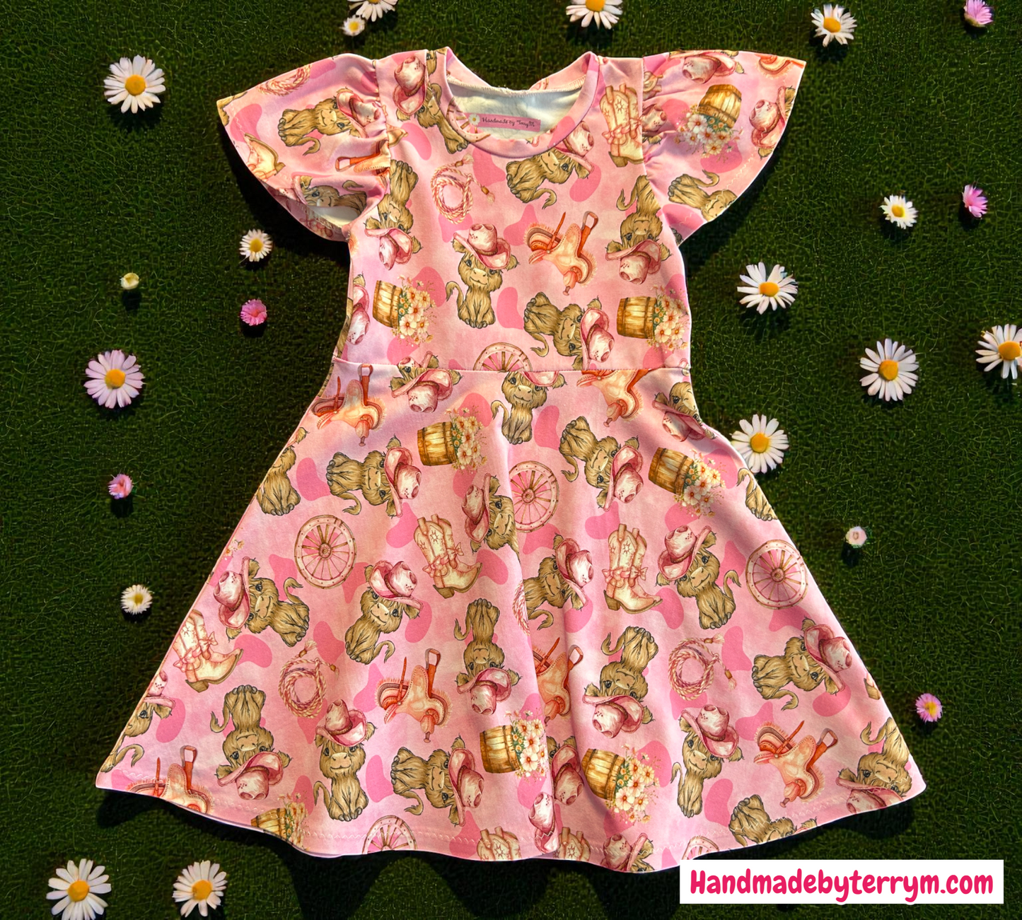 Cowgirl Highland Cow Dress - Size 5