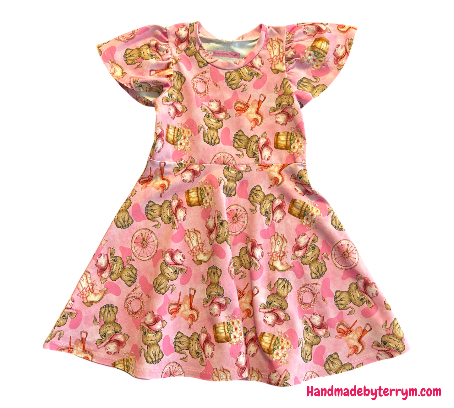 Cowgirl Highland Cow Dress - Size 5