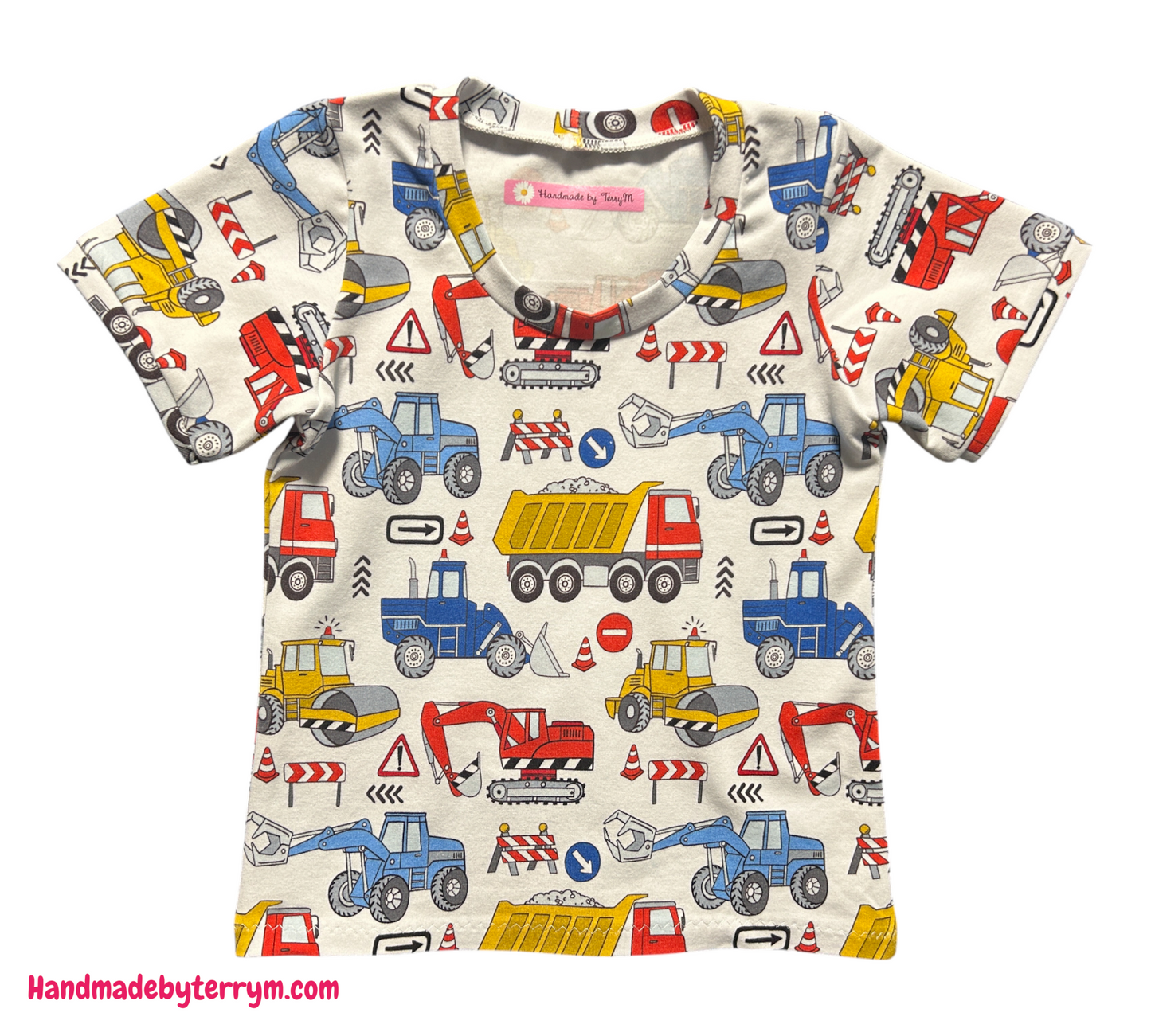 (1383) Excavator T-Shirt & Shorts Set - Size 2
