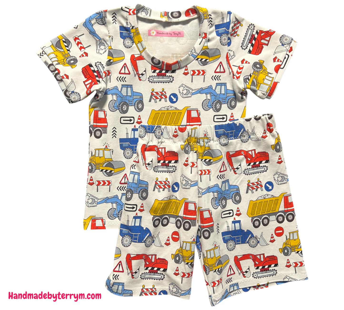 (1383) Excavator T-Shirt & Shorts Set - Size 2