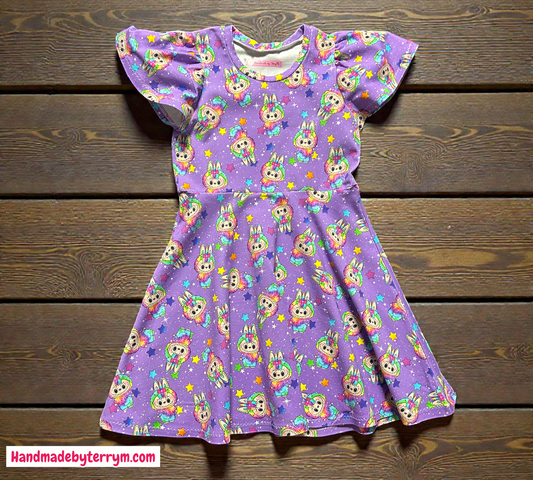 Purple Rainbow Labubu Dress - Size 6