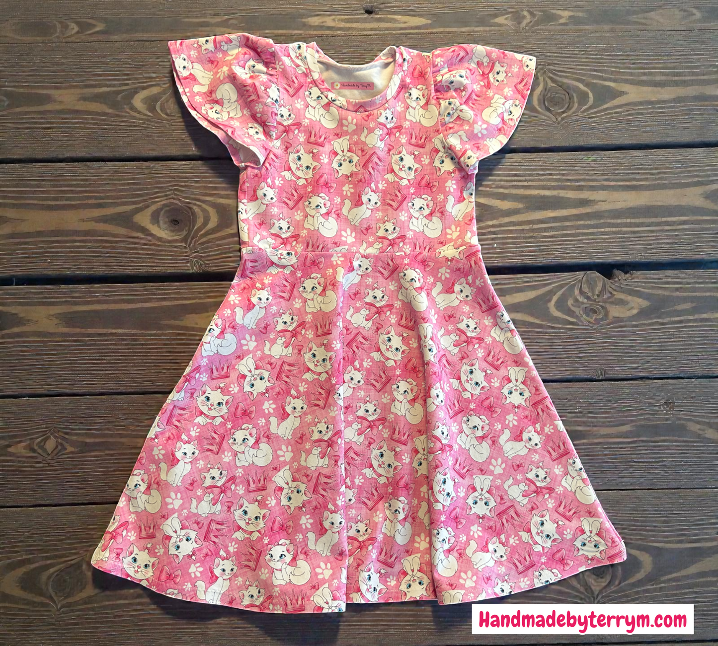(1400) Sweet White Cat Dress - Size 7