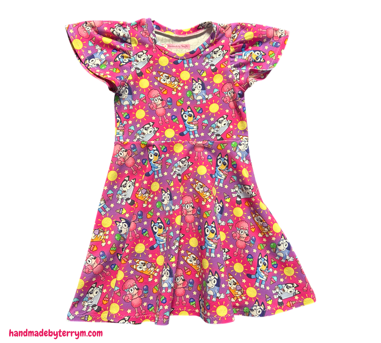 (1405) Ice Cream Blue Dog Dress - Size 5