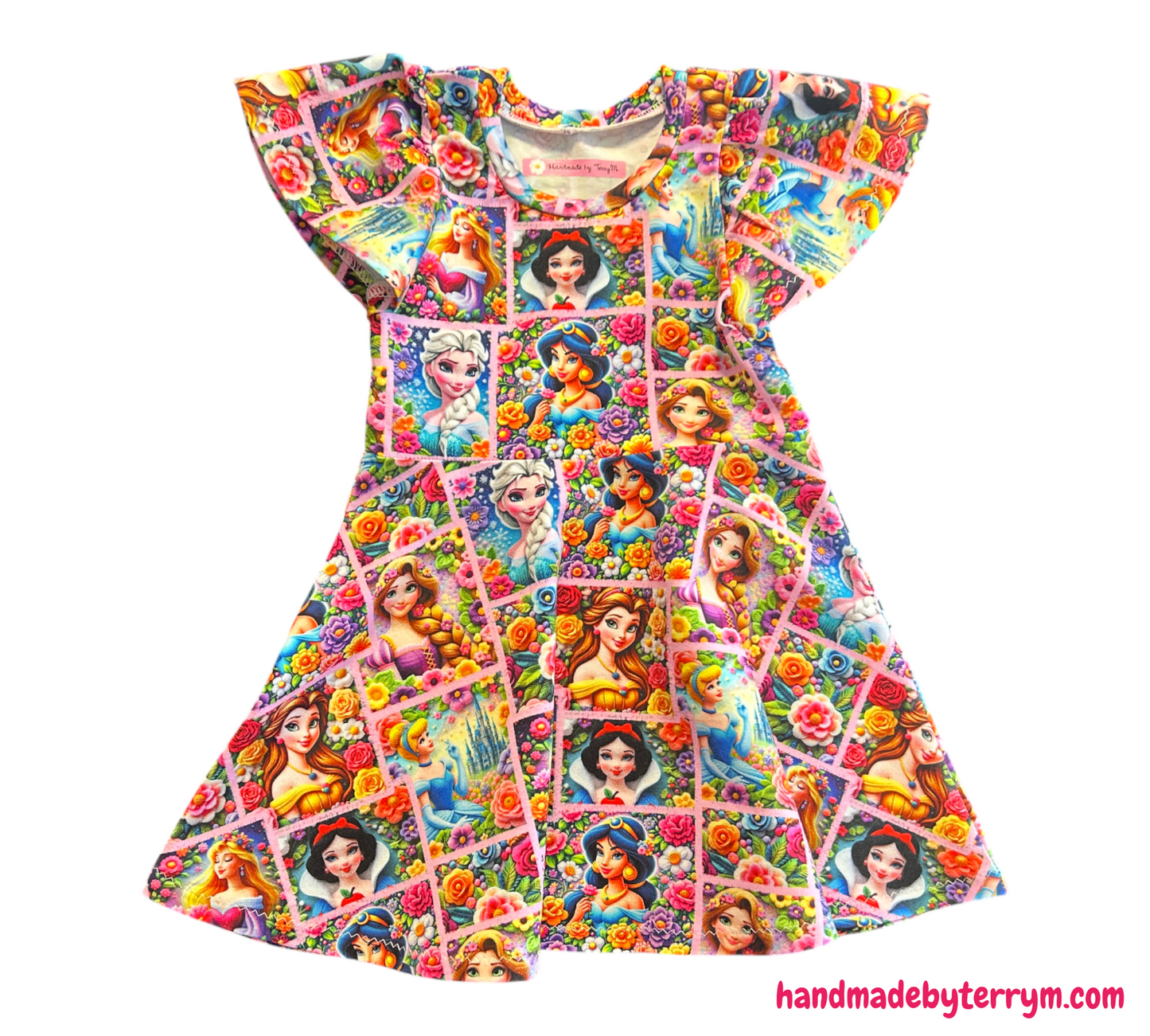 (1455) Colourful Pink Princess Dress - Size 2