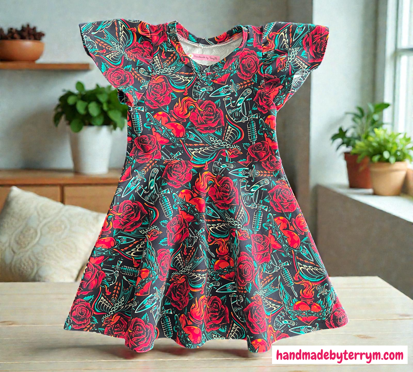 Rose & Swallow Dress - Size 3