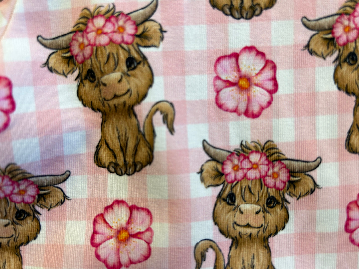 (1497) Pink Highland Cow Dress - Size 5