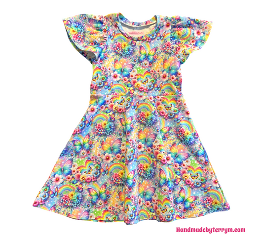 Butterfly & Rainbow Dress - Size 5