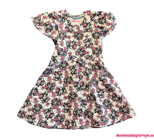 (1516) Rose Flower Cow Dress - Size 6