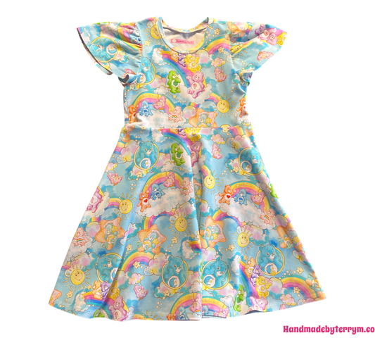 (1518) Colourful Bear Dress - Size 7