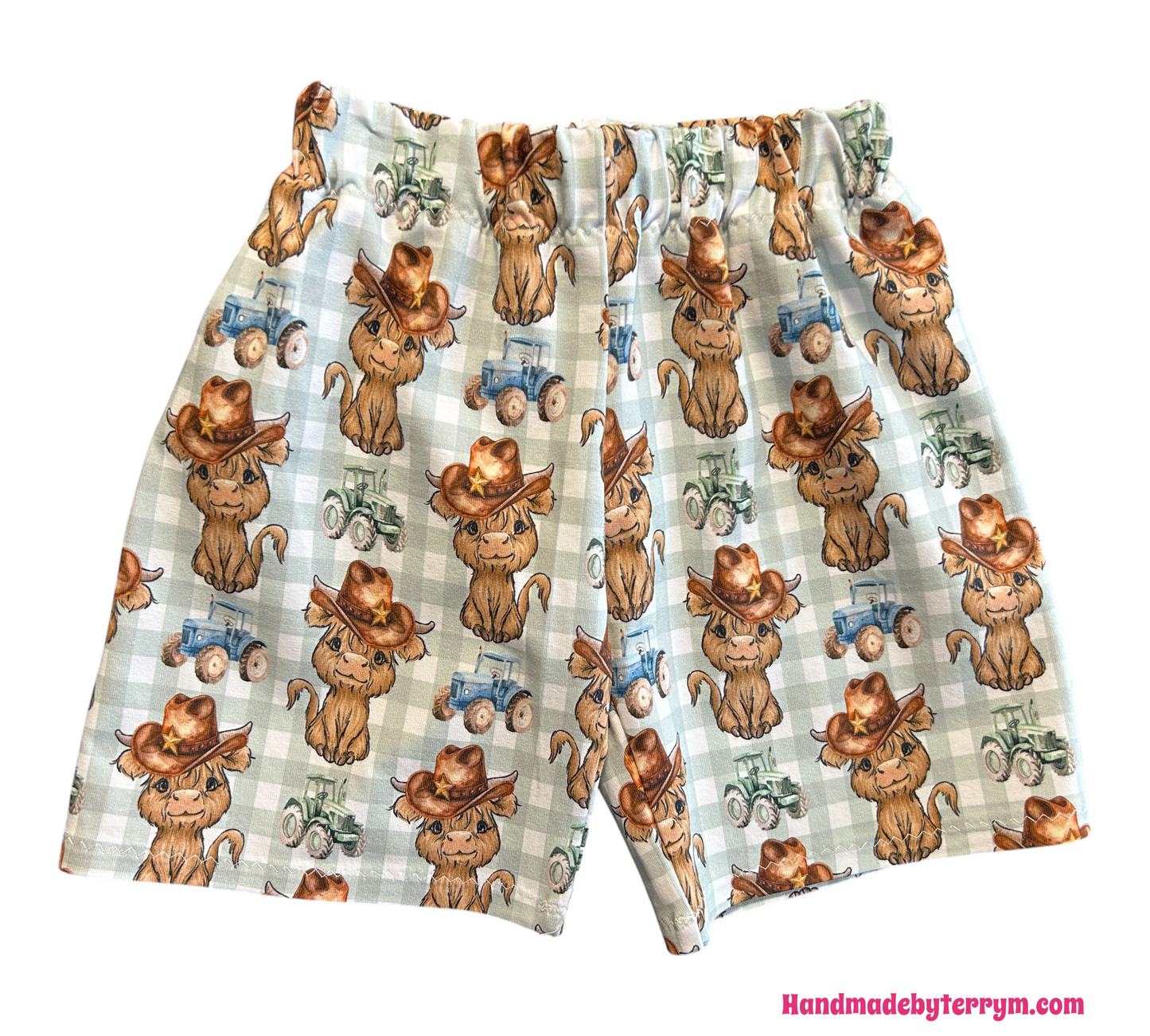 (1527) Cows & Tractors T-Shirt & Shorts Set - Size 2