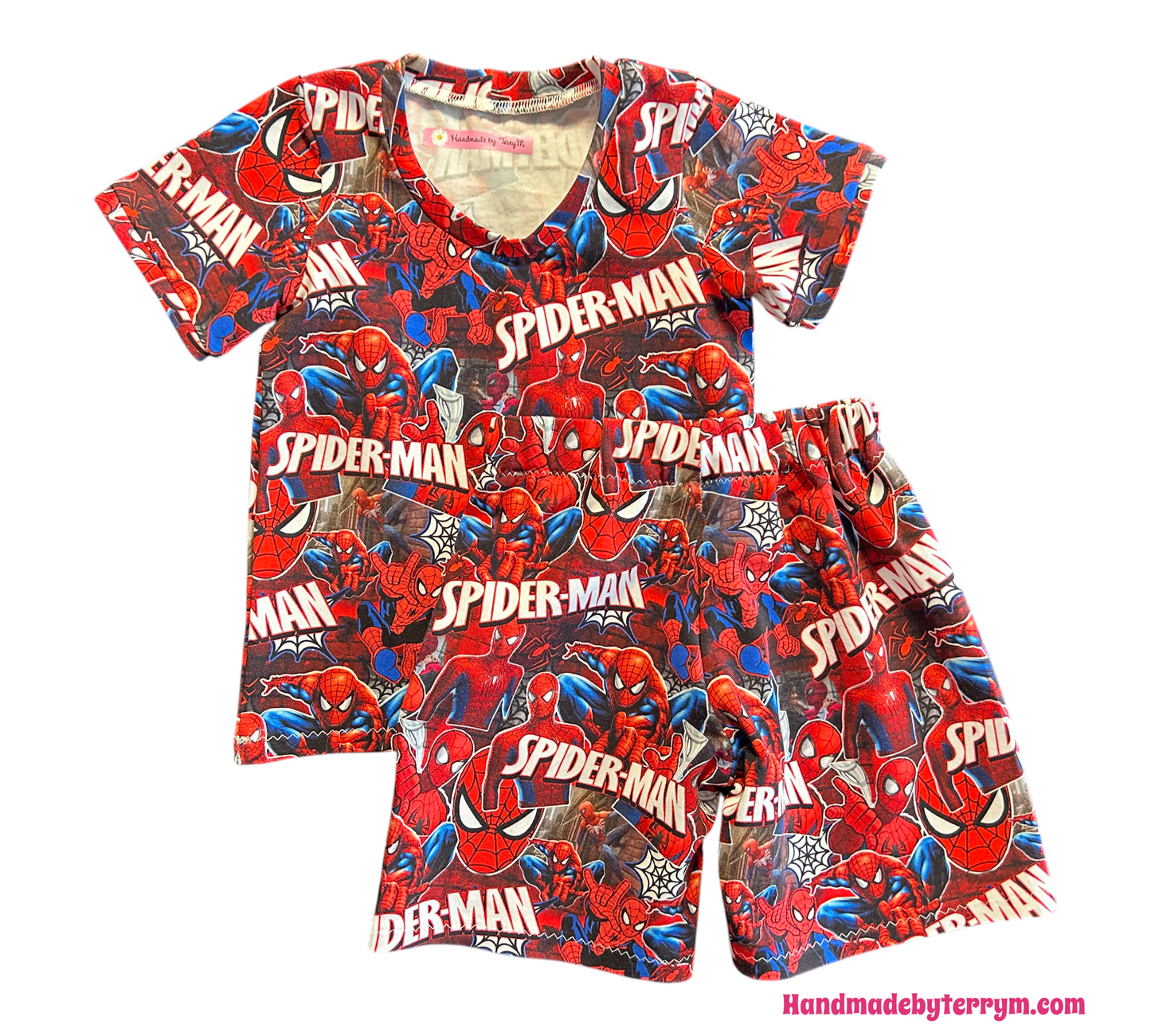 (1528) Spiderdude T-Shirt & Shorts Set - Size 2