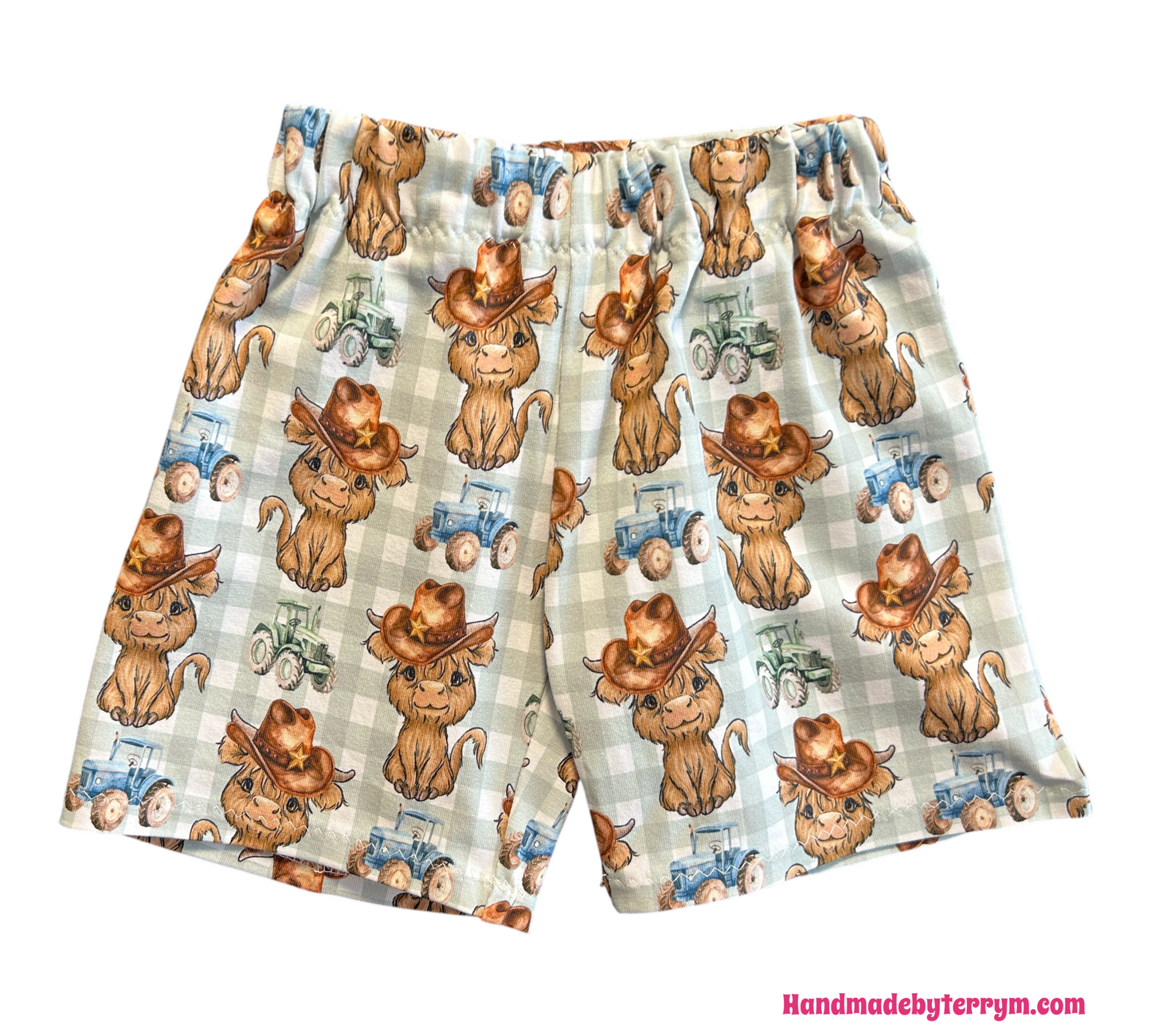 (1524) Cows & Tractors T-Shirt & Shorts Set - Size 1