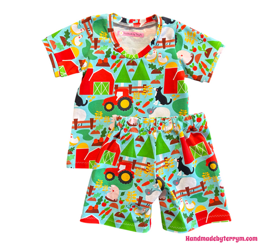 (1523) On the Farm T-Shirt & Shorts Set - Size 1