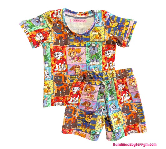 (1522) Puppy T-Shirt & Shorts Set - Size 1