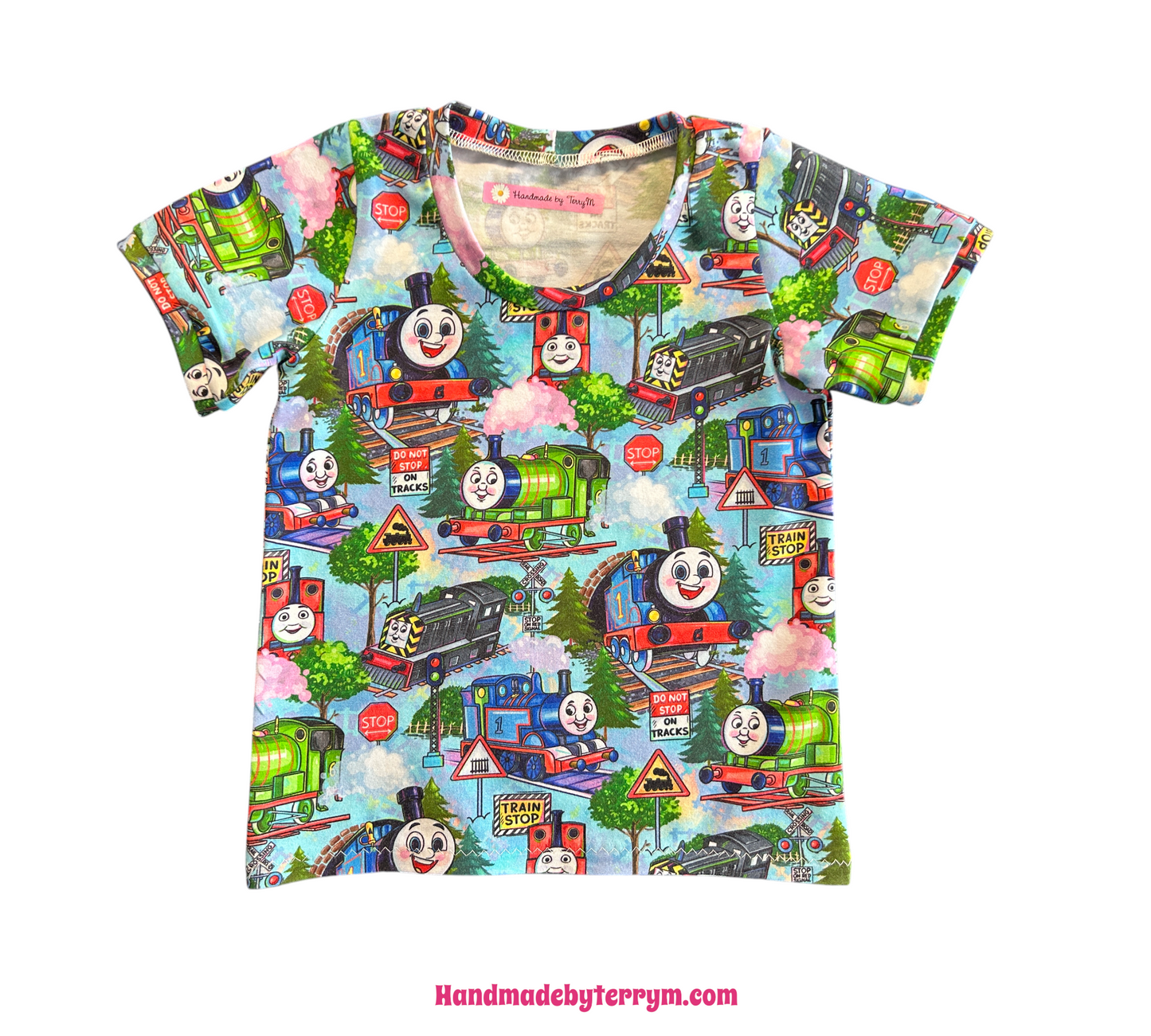 (1538) Character Trains T-Shirt & Shorts Set - Size 2