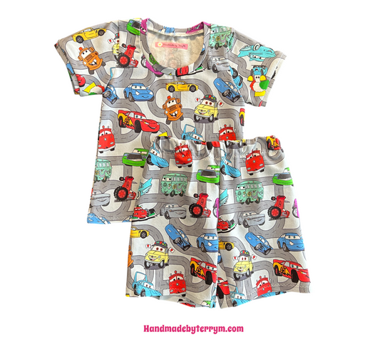 Coloured Cars T-Shirt & Shorts Set - Size 2