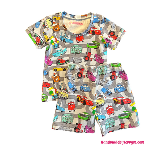 (1546) Coloured Cars T-Shirt & Shirts Set - Size 3