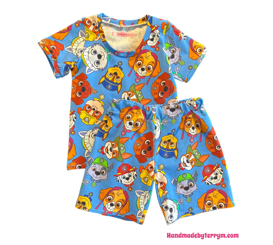 (1547) Pups T-Shirt & Shorts Set - Size 3