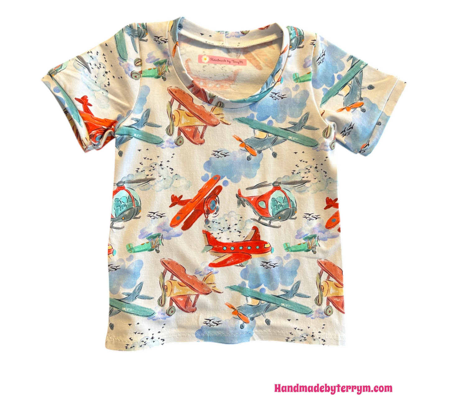 (1548) Helicopter & Planes T-Shirt & Shorts Set - Size 3