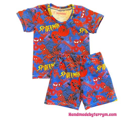 (1559) Spiderdude T-Shirt & Shorts Set - Size 1