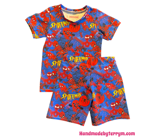 (1554) Spiderdude T-shirt & Shorts Set - Size 4