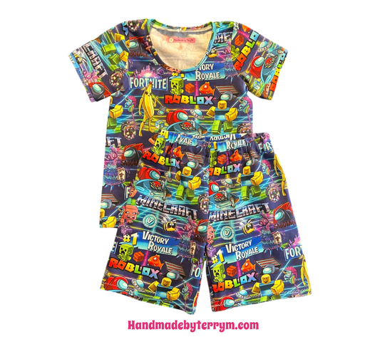 (1566) Computer Games T-Shirt & Shorts Set - Size 5