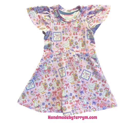 (1589) Cute Pink Goose Dress - Size 3