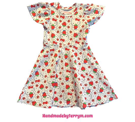 (1598) Strawberry Kitty Dress - Size 6