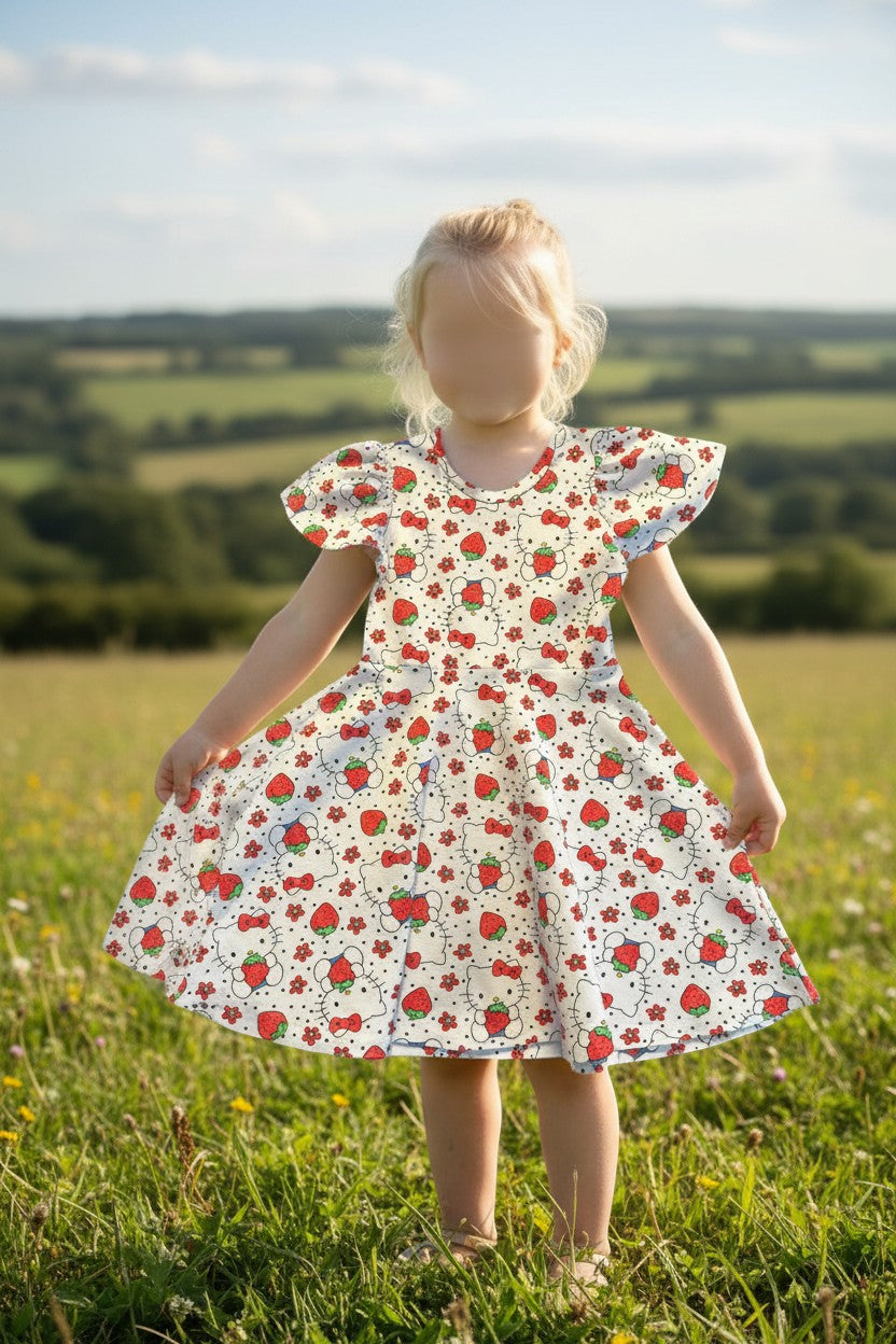 (1598) Strawberry Kitty Dress - Size 6