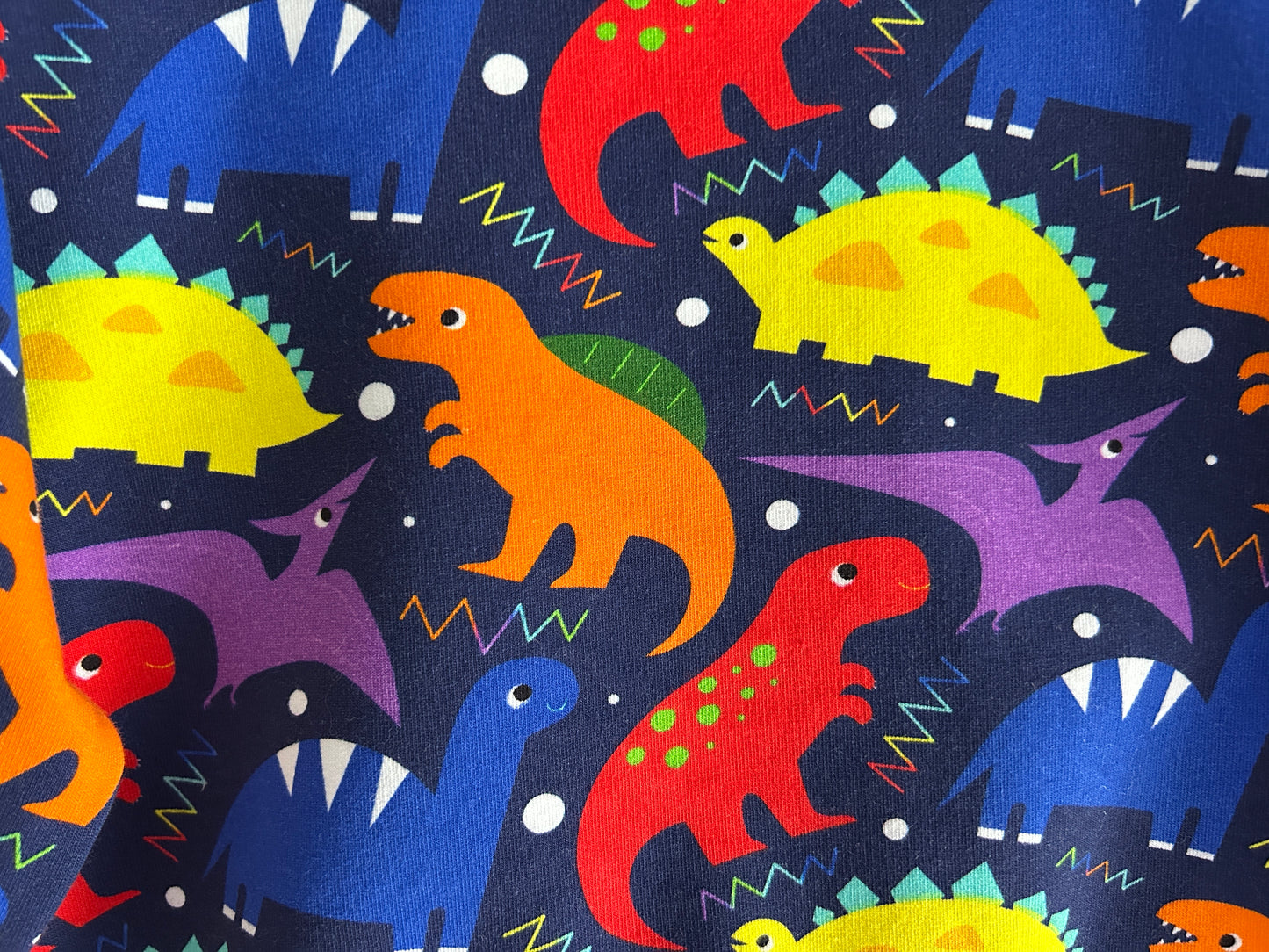(1590) Colourful Dinosaur Jumper - Size 3