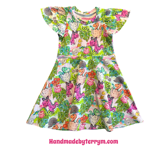 (1610) Hatching Dinosaur Dress - Size 4