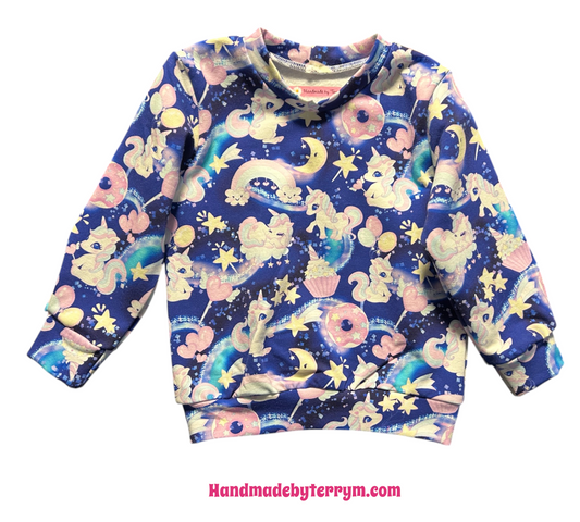 (1613) Unicorns & Hearts Jumper - Size 1