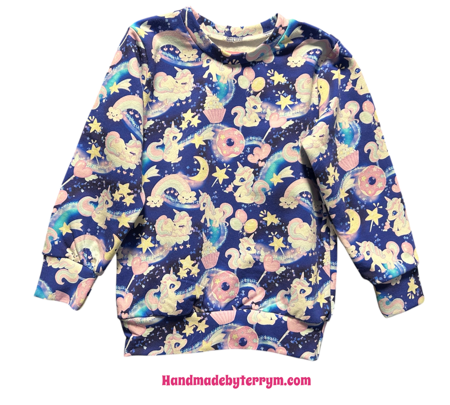 (1615) Unicorn & Hearts Jumper - Size 4