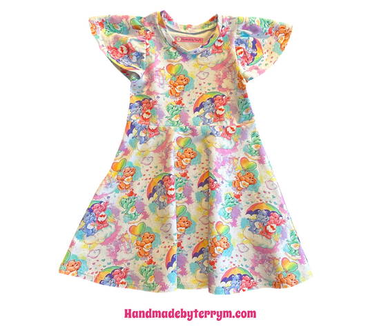 (1621) Cute Bright Bear Dress - Size 4
