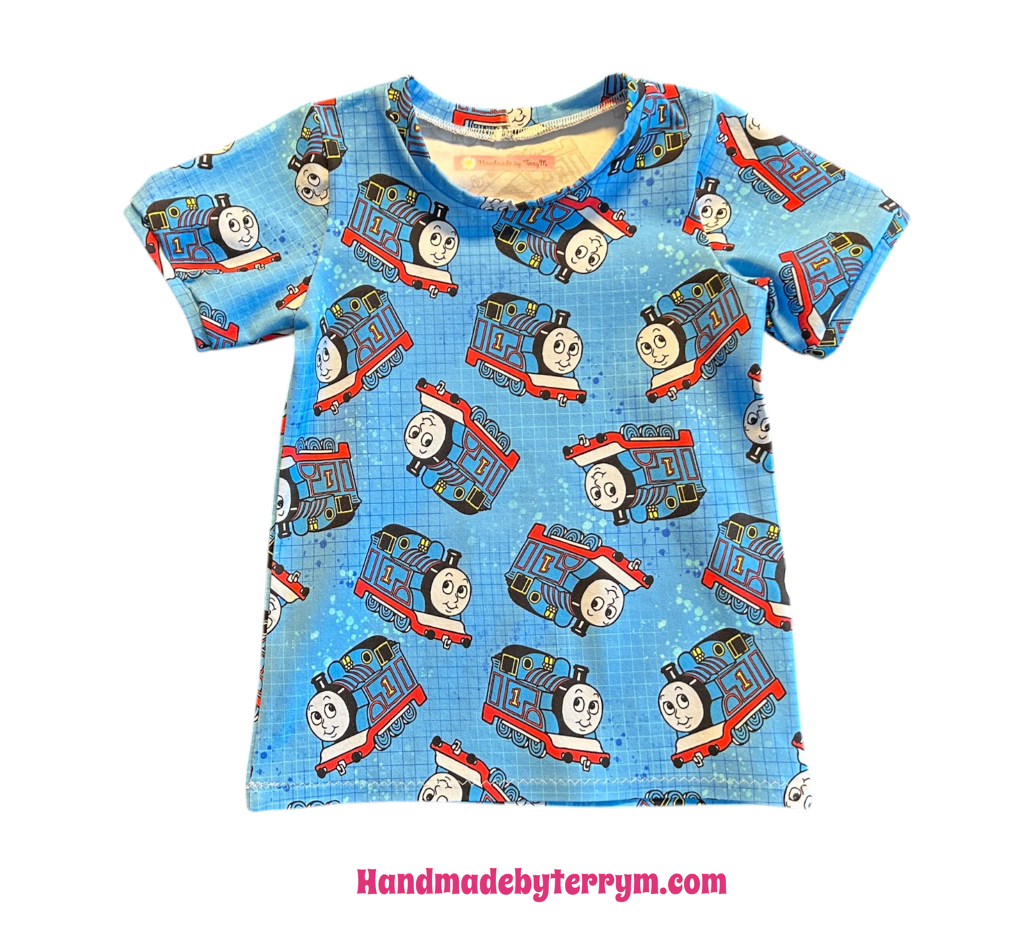 (1627) Blue Train T-Shirt & Shorts Set - Size 4