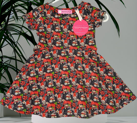 Red Gnomes and Ladybeetles Dress - Size 2