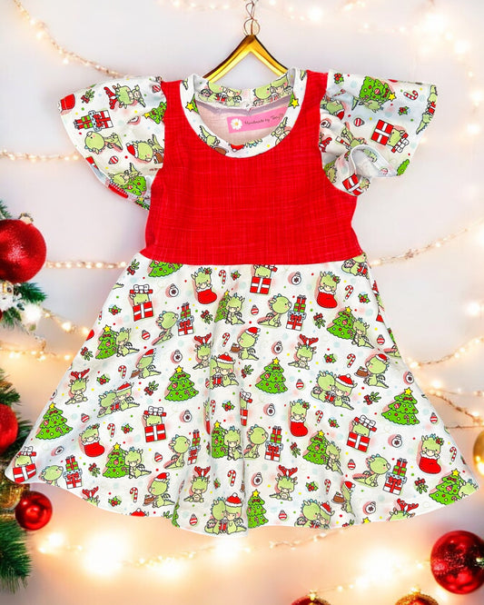 Baby Christmas Dinosaur Dress - Size 1