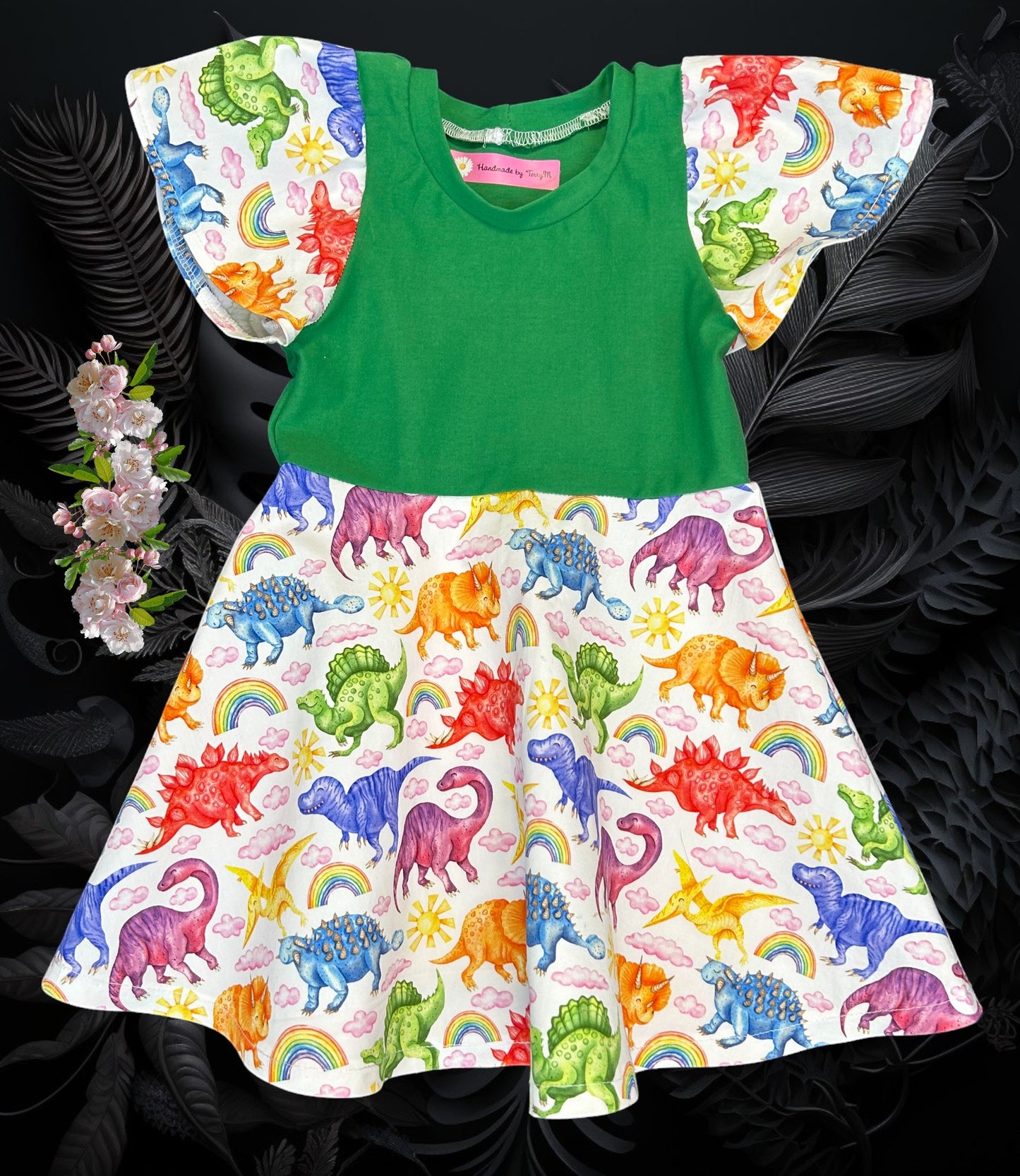 Colourful Dinosaur Dress - Size 3