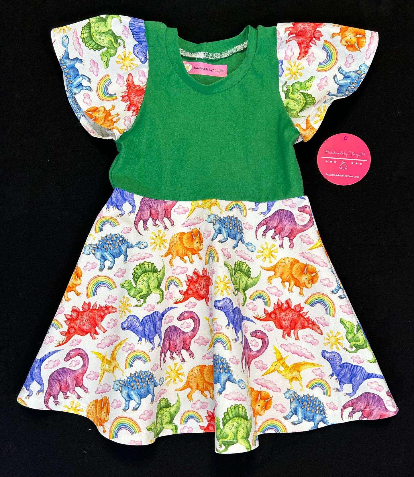 Colourful Dinosaur Dress - Size 3