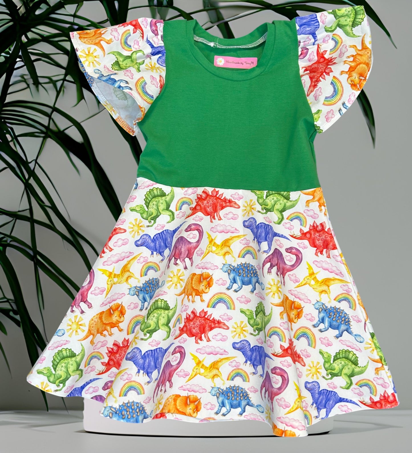 Colourful Dinosaur Dress - Size 2