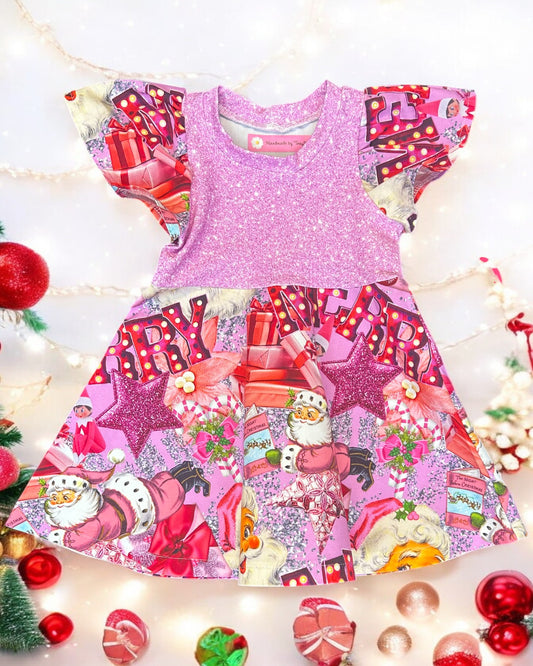 Pink Xmas Santa Dress - Size 1