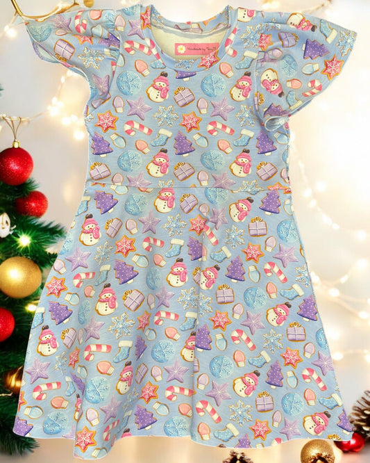 Blue Snowmen Dress - Size 3