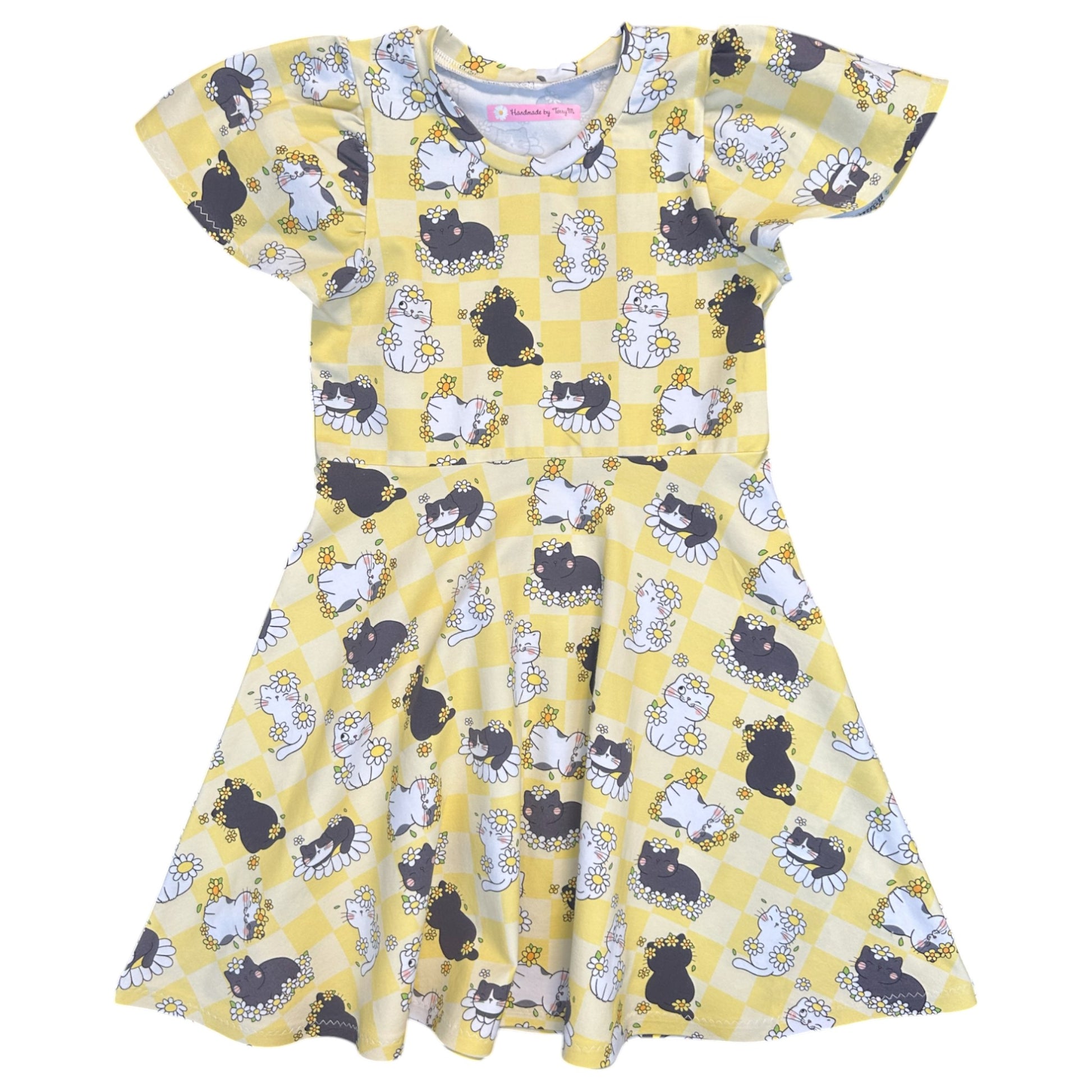 “Yellow cat and daisy girls dress – size 6”
“Handmade cute floral skater dress”
