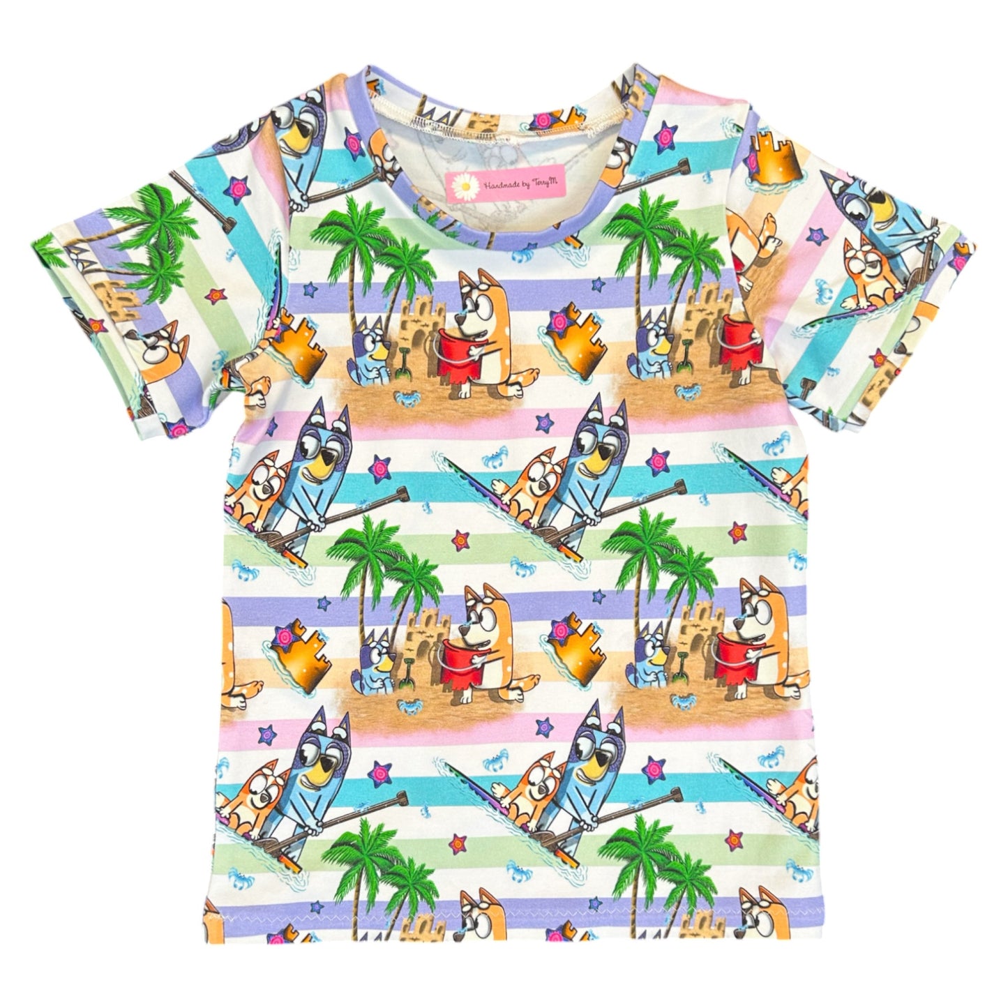 Beach dog kids outfit – size 4
Handmade summer dog T shirt and shorts set
