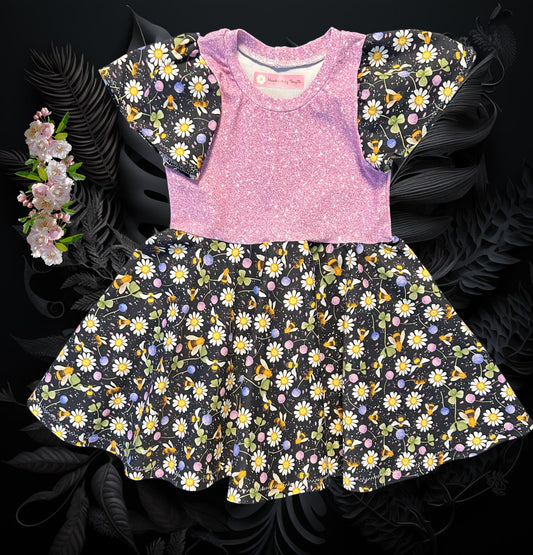 Bees and Flowers Twirly Dress - Size 3