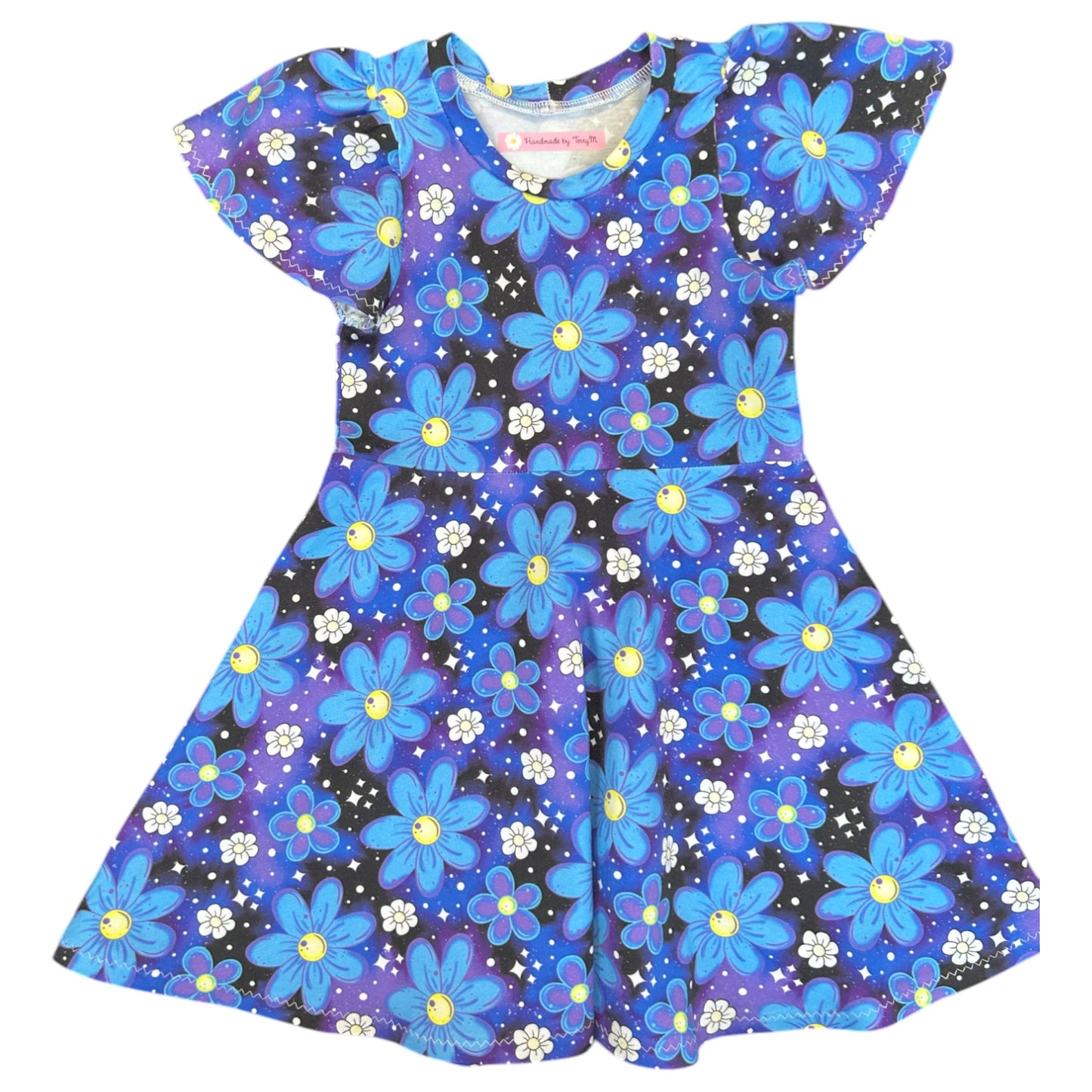 “Blue floral girls dress – size 4”
“Handmade flower skater dress”
