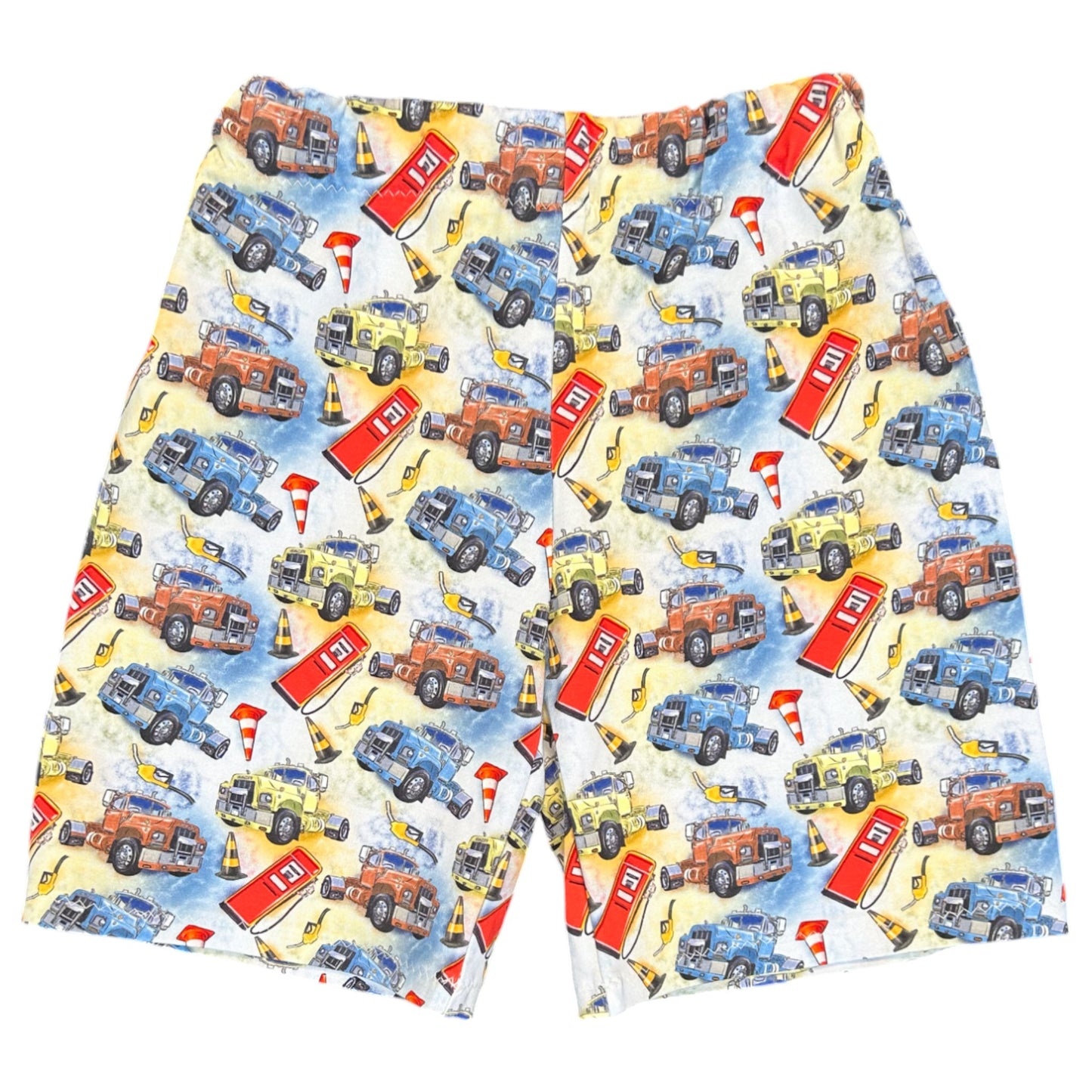 Colourful trucks kids outfit – size 5
Handmade truck T shirt and shorts set
