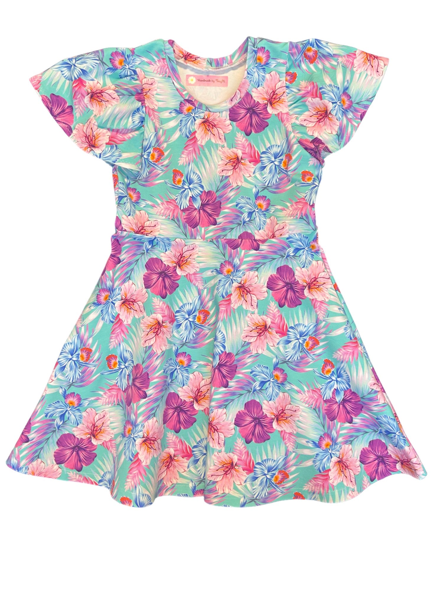 Hibiscus flower girls dress – size 6”
“Handmade tropical skater dress for kids”