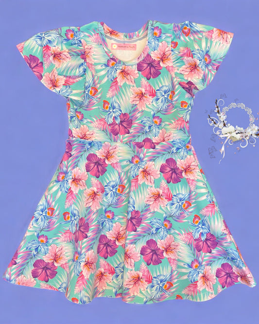 Hibiscus flower girls dress – size 6”
“Handmade tropical skater dress for kids”